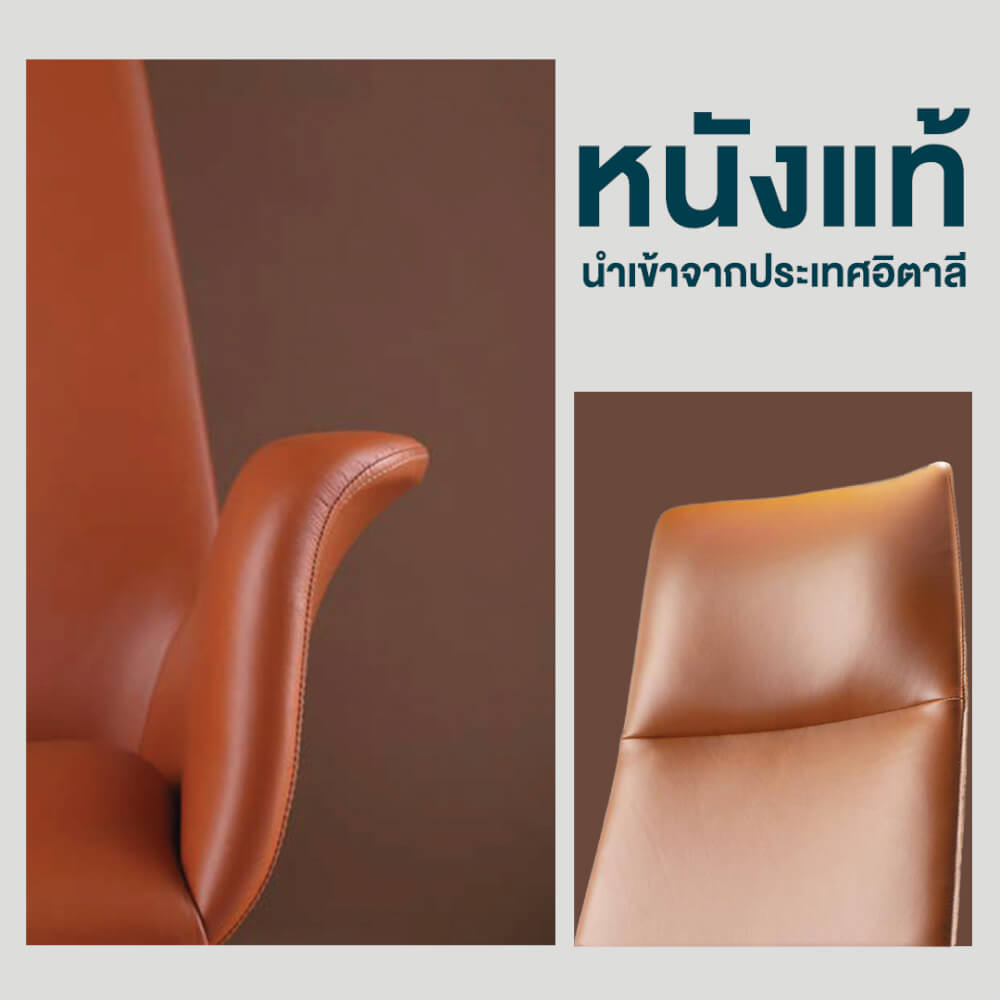 เก้าอี้ผู้บริหารหนังแท้ DF PROCHAIR รุ่น Rise Chair สีน้ำตาล